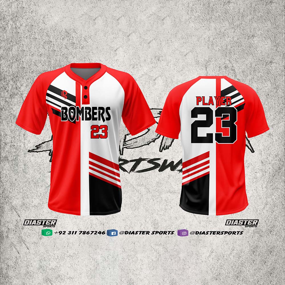 Diaster Sports Men’s 2-Button Baseball Shirts